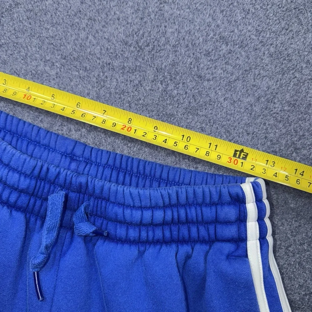 Adidas Pants Mens Small Blue French Terry Tapered Cuff Stripes HL2270 Athletic